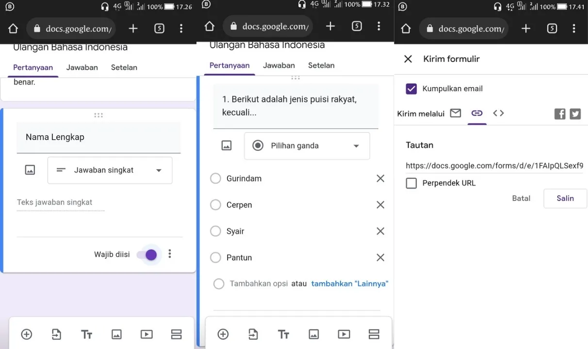 cara membuat google form dari hp