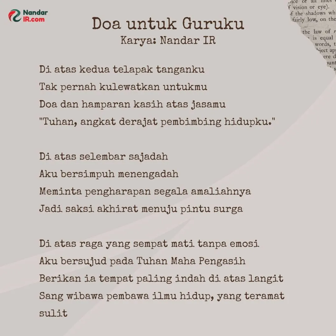 Kumpulan Puisi Guru Singkat, dan Penjelasan Maknanya puisi guru